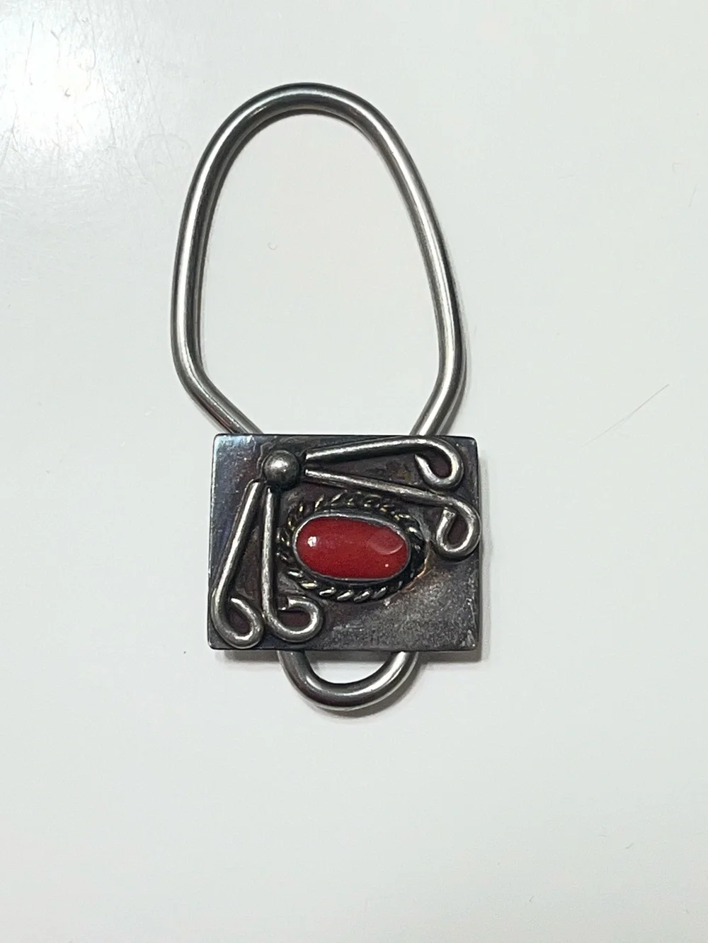 Vintage Bennett Pat. Pending C-31 Navajo Red Coral Sterling Silver Key Holder